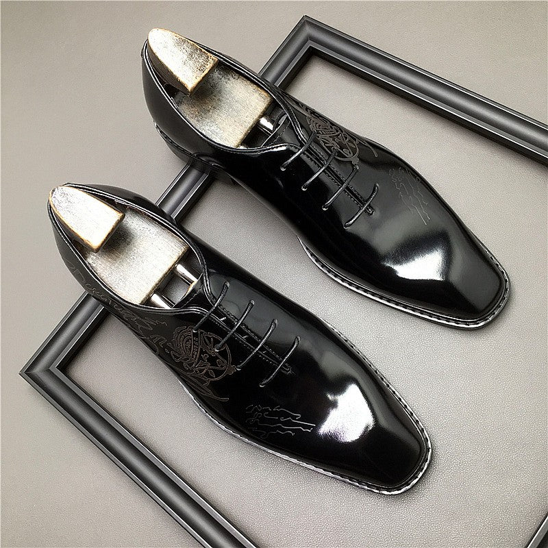 Italian Hand-carved signature business leather shoes