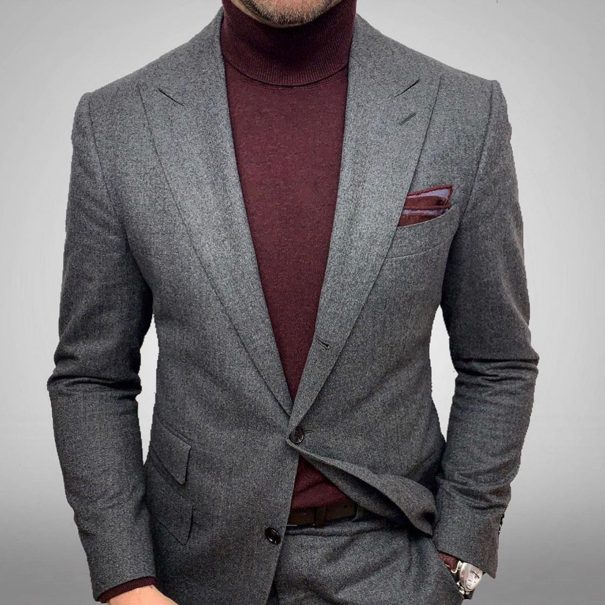 Men's Fashion Gray Gentleman Casual Blazer