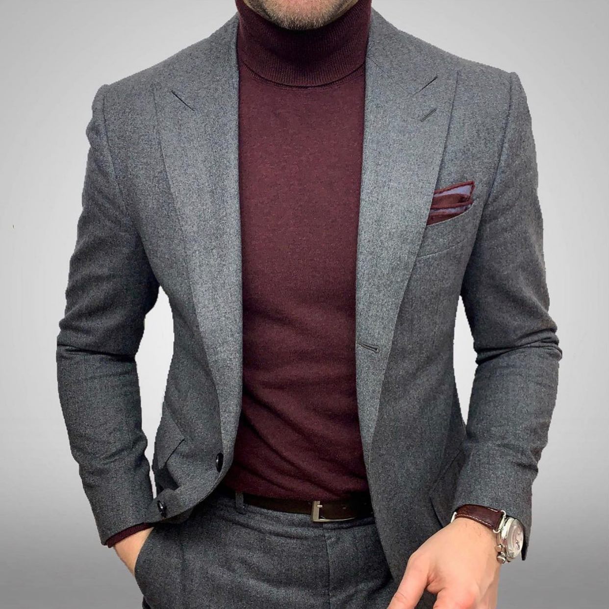 Men's Fashion Gray Gentleman Casual Blazer