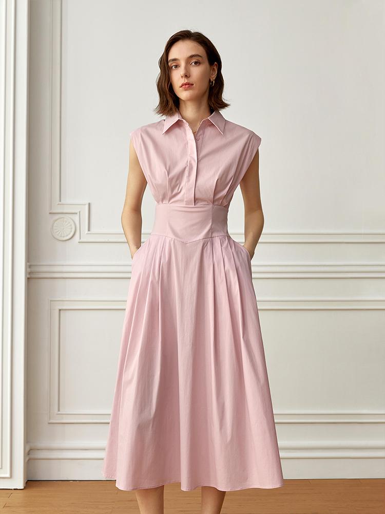 Exquisite and Refined High Neckline Dress in Macaron