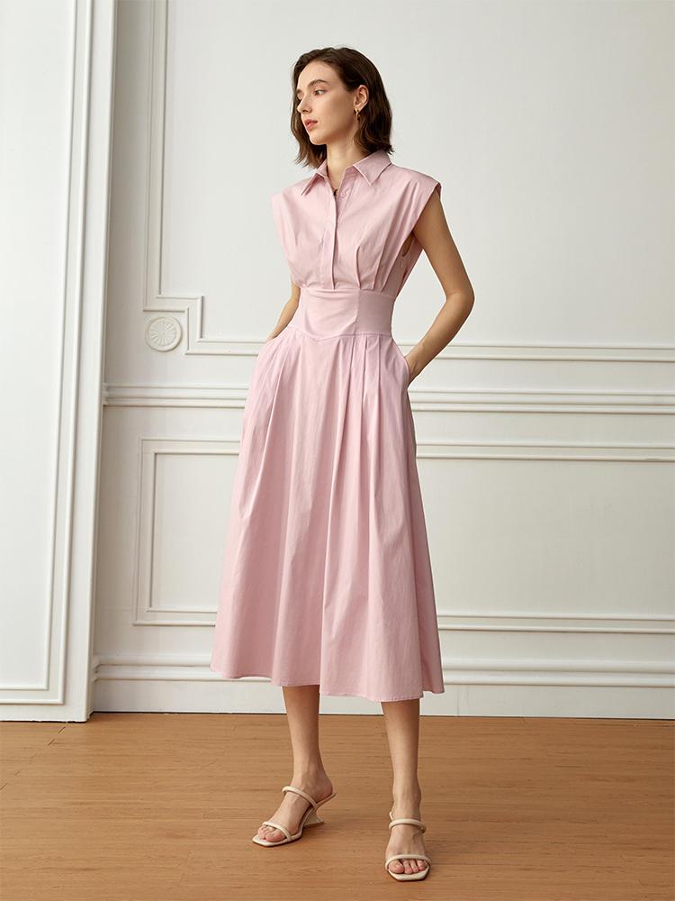 Exquisite and Refined High Neckline Dress in Macaron