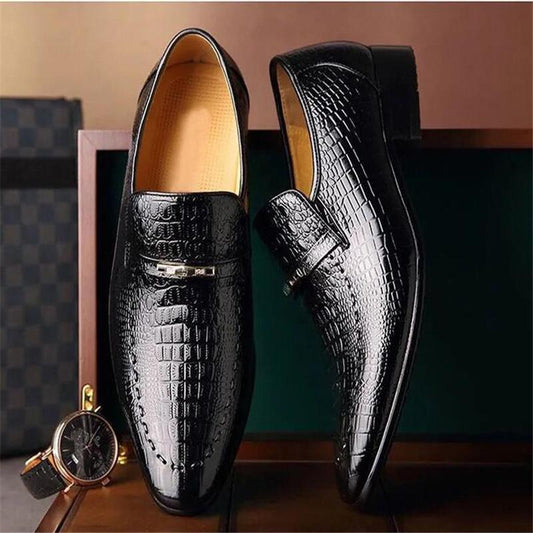 Formal Men Crocodile Grain Leather Shoes