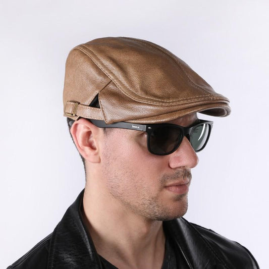 Men Genuine Cowhide Beret Hats