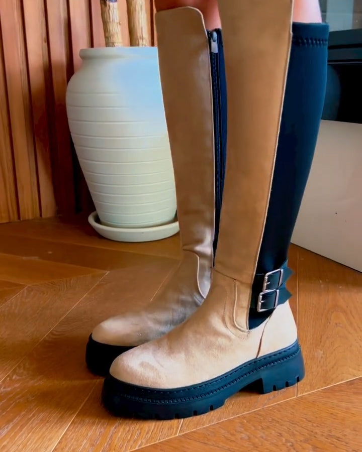 Colorblocked Zipper Boots